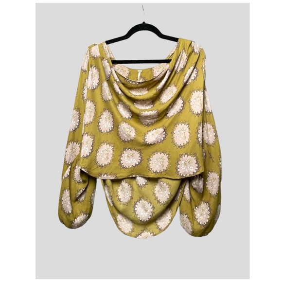 FREE PEOPLE | COWLING AROUND SATIN BOHO FLORAL DRAPED TUNIC TOP - Picture 6 of 13